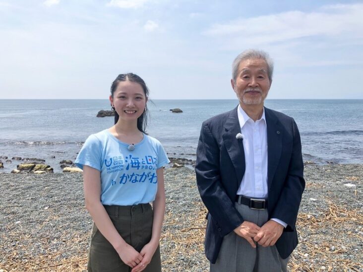 大磯海水浴場で大磯町長にインタビュー